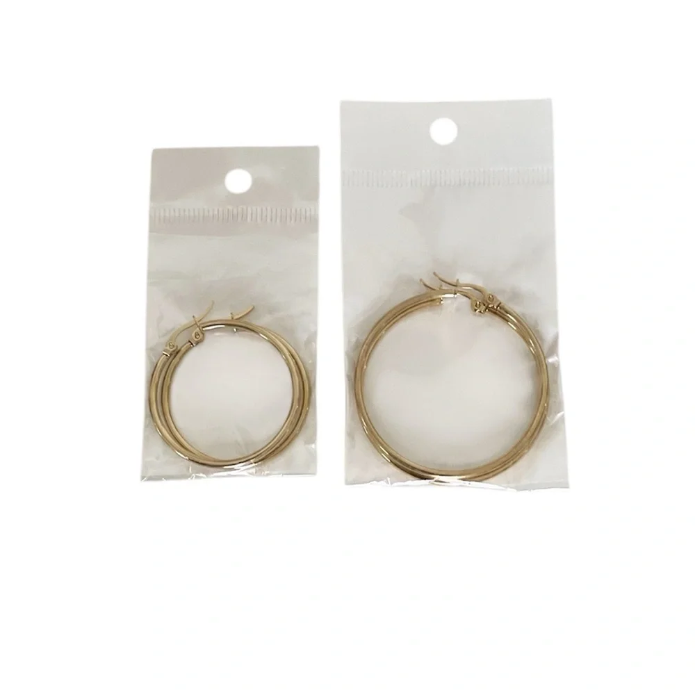 Elegant Set of 2 Gold Tone Hinged Hoop Earrings - Picture 2 of 10